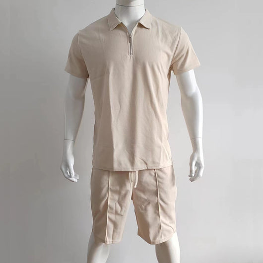 Conjunto Casual de Dos Piezas en Waffle para Hombre - Playera y Shorts con Cremallera - Image 22