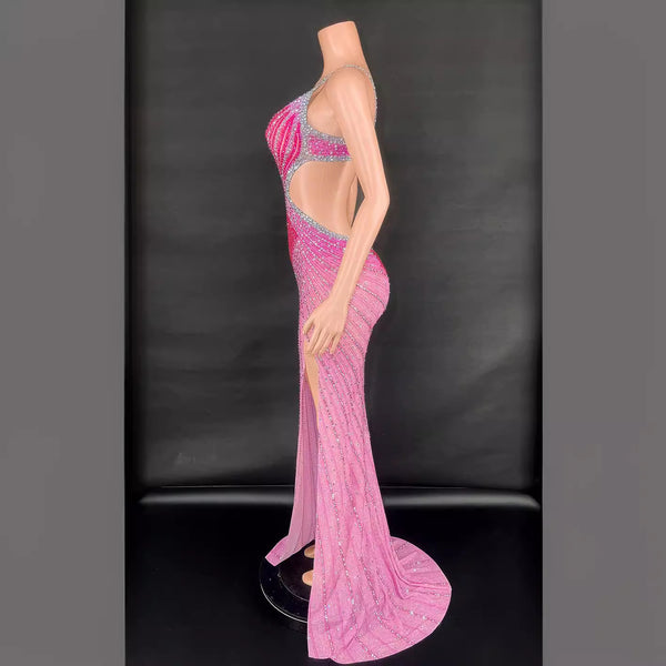 Vestido Bodycon Brillante sin Mangas con Cintura Ajustada para Fiesta y Presentaciones