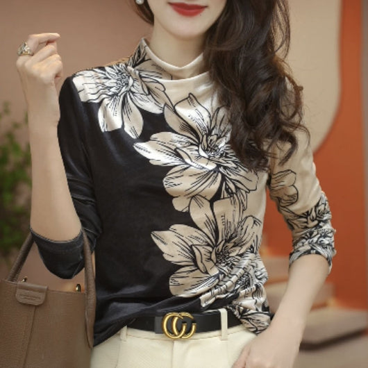 Blusa Base Floral de Terciopelo para Mujer - Image 2