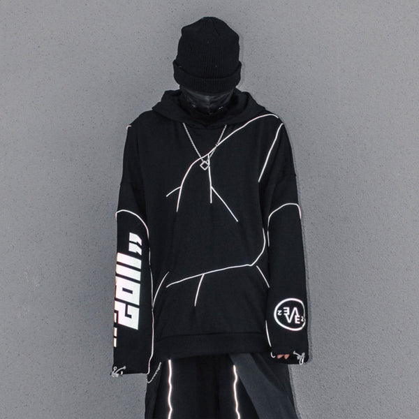 Sudadera Falsa Doble con Cuello Alto y Capucha Reflectante