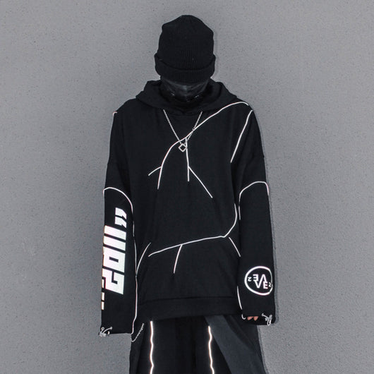 Sudadera Falsa Doble con Cuello Alto y Capucha Reflectante