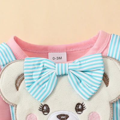 Vestido Corto para Bebé con Tirantes Bordados y Osito Adorable - Image 11