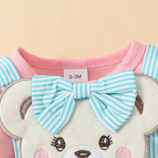 Vestido Corto para Bebé con Tirantes Bordados y Osito Adorable - Image 11