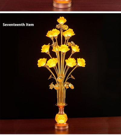 Linterna LED de Loto en Vidrio Coloreado para Altar Budista - Image 27