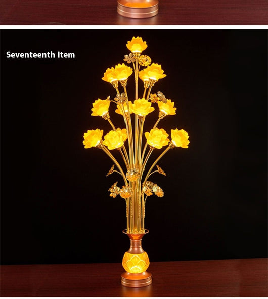 Linterna LED de Loto en Vidrio Coloreado para Altar Budista - Image 27