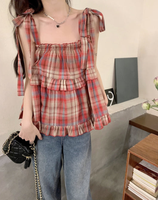 Chaleco Cuadriculado sin Mangas para Mujer - Top Versátil Primavera Verano - Image 15