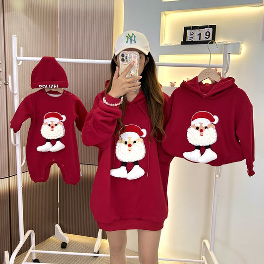 Conjunto Navideño Familiar: Pijama Polar con Capucha para Padres e Hijos