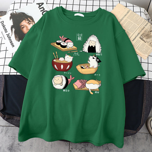 Playera Gato Sushi Estilo Cartoon para Hombre - Image 16