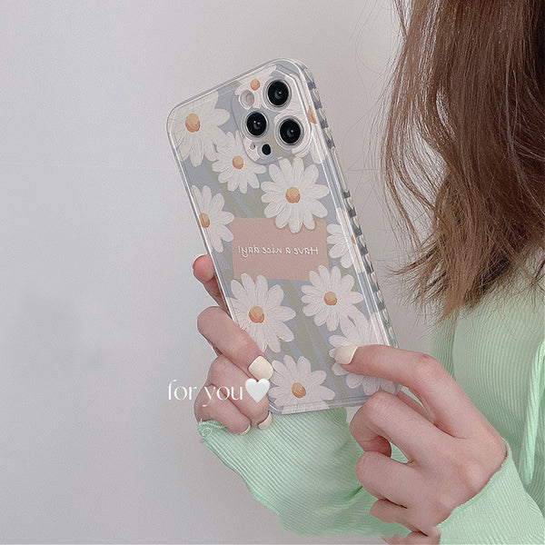 Funda de Silicona para Teléfono con Diseño Floral Transparente y Óleo