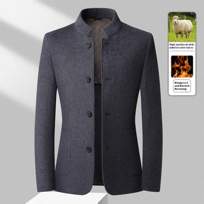 Abrigo de Lana Reversible con Cuello Mao de Largo Medio para Hombre - Image 7
