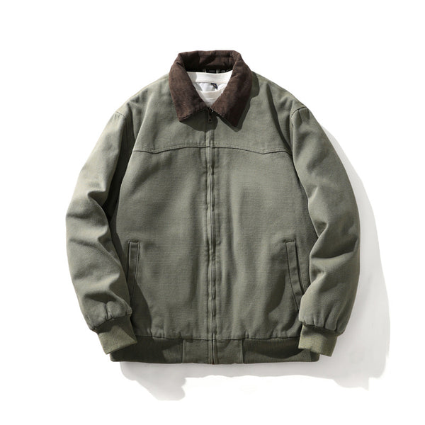 Chaqueta Vintage Americana para Hombre con Cuello Solapa y Tela Gruesa Desgastada - Image 4
