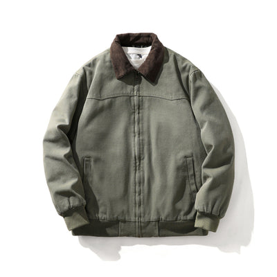 Chaqueta Vintage Americana para Hombre con Cuello Solapa y Tela Gruesa Desgastada - Image 4