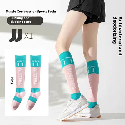 Medias de Compresión Deportiva Infantil con Diseño Patchwork de Contraste - Image 3