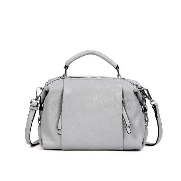 Bolso Mensajero de Cuero Genuino con Doble Compartimento para Mujer