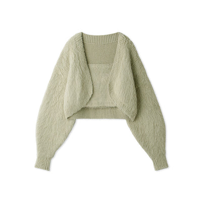 Conjunto de Dos Piezas: Cardigan Corto Tejido con Tirantes Versátil para Otoño e Invierno - Image 11