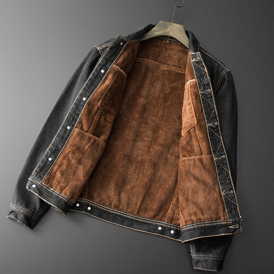 Chaqueta de Mezclilla Slim Fit en Terciopelo Grueso y Cálida para Hombre - Image 3