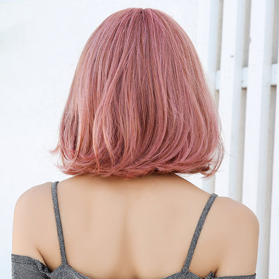 Peluca Corta Rizada con Flequillo - Cabello Ondulado Clavícula - Image 8