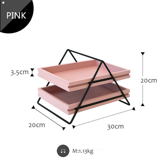 Organizador de Escritorio Minimalista de Dos Niveles para Papelería