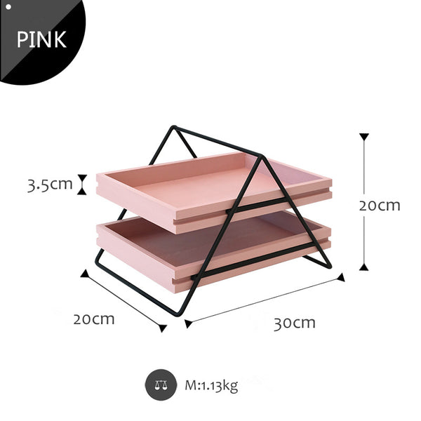 Organizador de Escritorio Minimalista de Dos Niveles para Papelería
