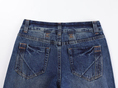 Jeans Rectos Retro Cintura Baja Efecto Desgastado - Image 10