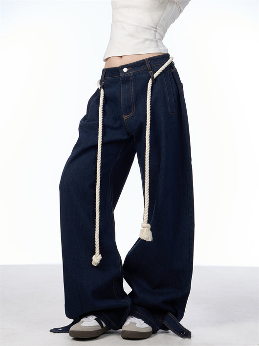 Jeans Negros Lavados Rectos Ancho con Costuras Blancas - Image 15