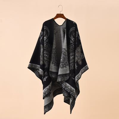 Poncho Cuadros Elegante para Viajes Invierno - Abrigo Cálido y Sofisticado - Image 12