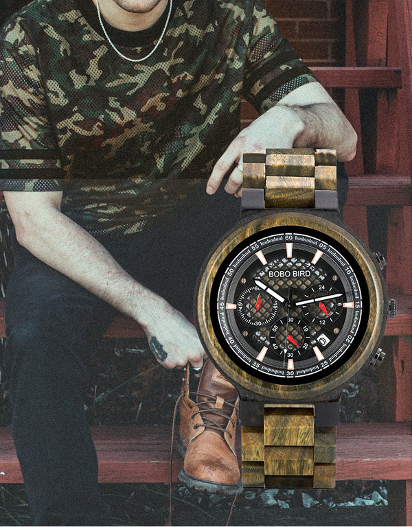 Reloj Multifuncional BOBO BIRD Madera de Sándalo Verde