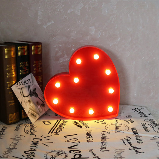 Lámpara Decorativa 3D con Letras de Amor - Luz Nocturna Romántica