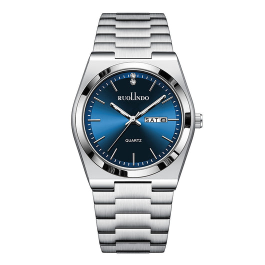 Reloj de Hombre Acero Inoxidable Doble Calendario con Esfera Luminosa - Image 3