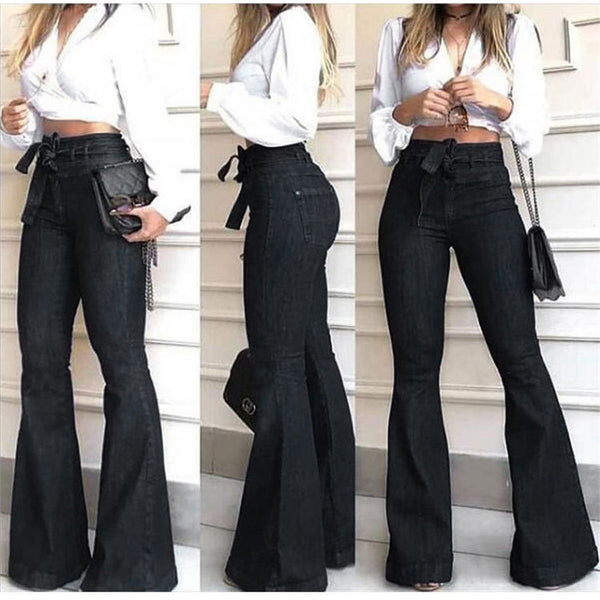 Pantalones Acampanados Elásticos con Cordones