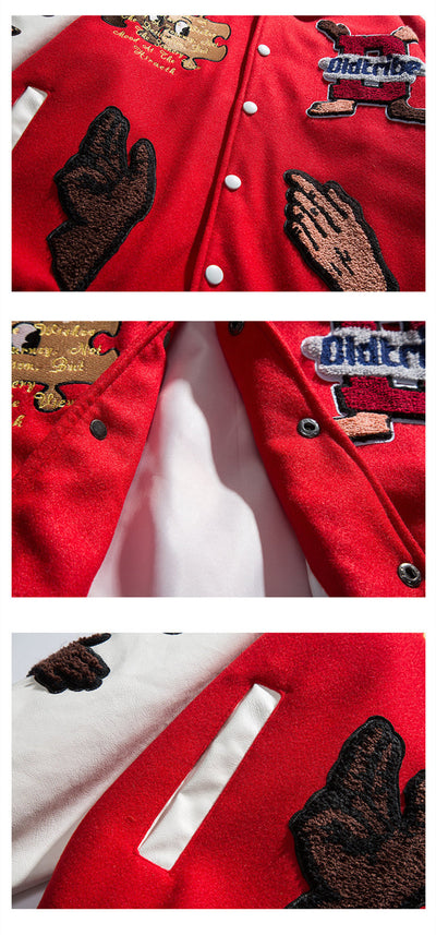 Chaqueta Beisbolera Hombre Estampado Creativo Oversized - Image 12