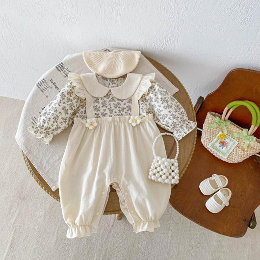 Enterizo Largo para Bebé Niña con Diseño de Dos Piezas y Tirantes