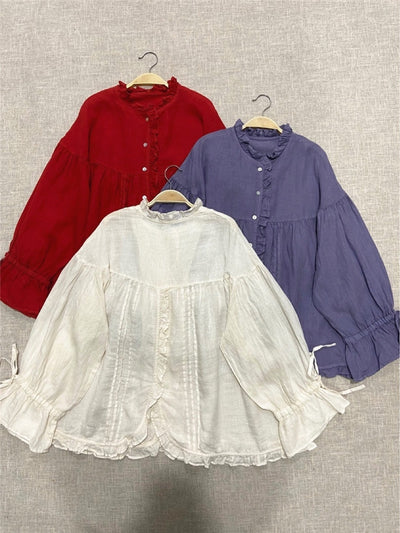 Blusa Lino Artística Estilo Japonés con Mangas Princesa - Image 16