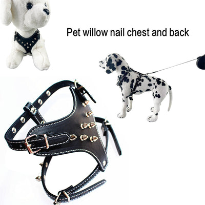 Arnés de Cuero con Tachuelas para Perros Pequeños - Chaleco Protector Negro - Image 15