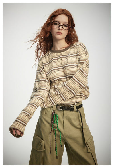 Camiseta a Rayas de Manga Larga - Sudadera Versátil para Hombre y Mujer - Image 21