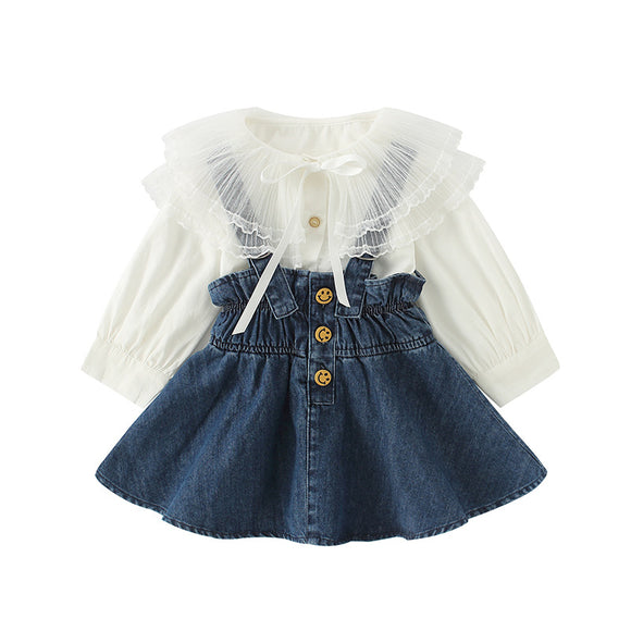 Falda Denim con Tirantes Estilo Coreano Suelta Primavera