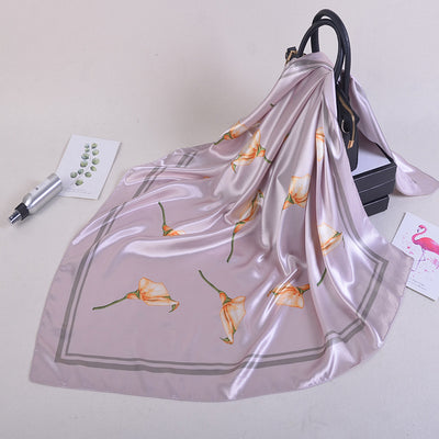 Pañuelo de Seda Estampado Flores - Velo Musulmán Elegante - Image 8