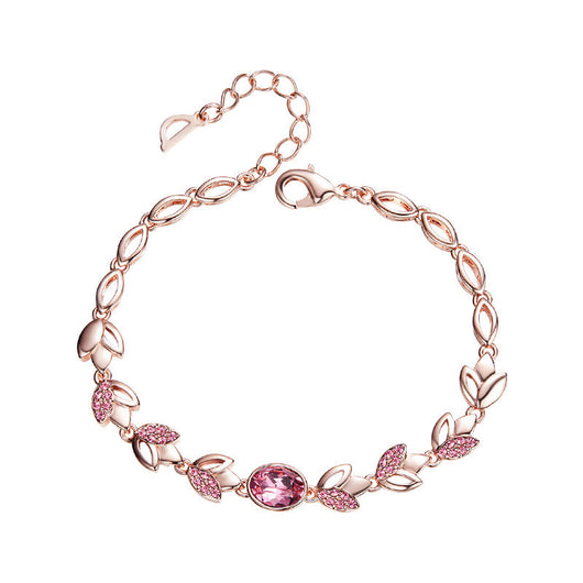 Pulsera de Hoja Oro Rosado - Elegancia Europea para Mujer - Image 2