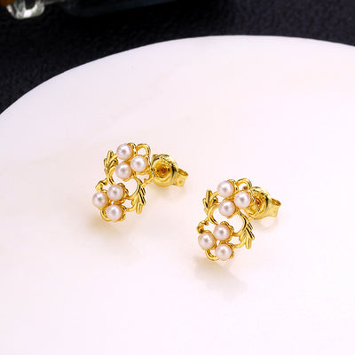 Aretes de Perla y Flor de Hoja para Mujer - Image 11