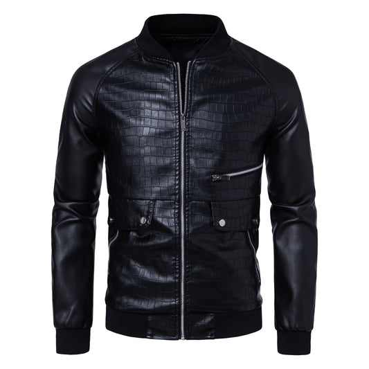 Chaqueta Casual Slim-Fit con Cuello de Pie y Bloques de Color para Hombre