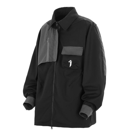 Chaqueta Polo Hombre Irregular con Empalmes - Suelta y Casual - Image 10