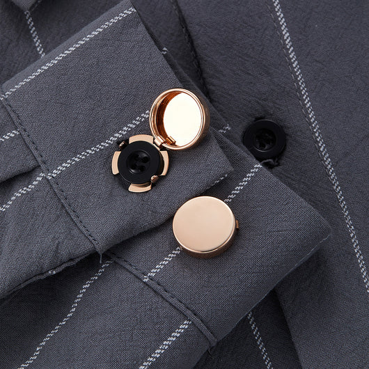 Camisa Elegante para Hombre con Gemelos Bicolor Dorado y Plateado - Image 9