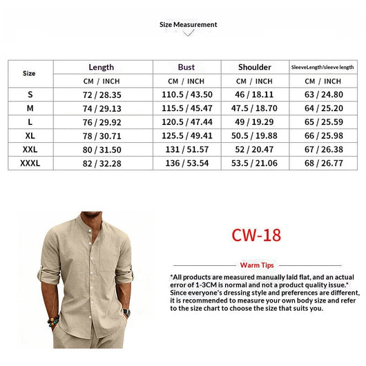 Camisa de Lino Estilo Americano con Cuello Mao y Mangas Medianas para Hombre - Image 11