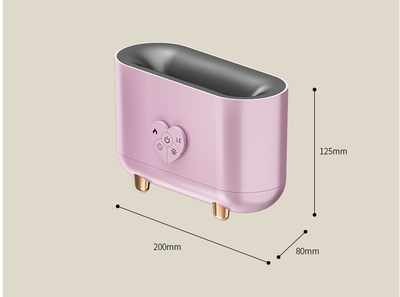 Black flame effect humidifier with a heart-shaped control panel, featuring power, timer, and light functions, on rose gold feet. - Image 7