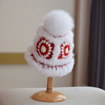 Gorro Cálido de Invierno con Pelaje de Zorro y Conejo - Diseño Tigre Tejido - Image 15