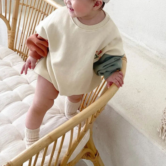 Body Infantil Estilo Coreano con Mangas Bicolor Estampado