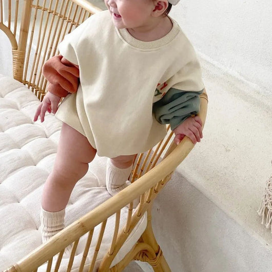 Body Infantil Estilo Coreano con Mangas Bicolor Estampado