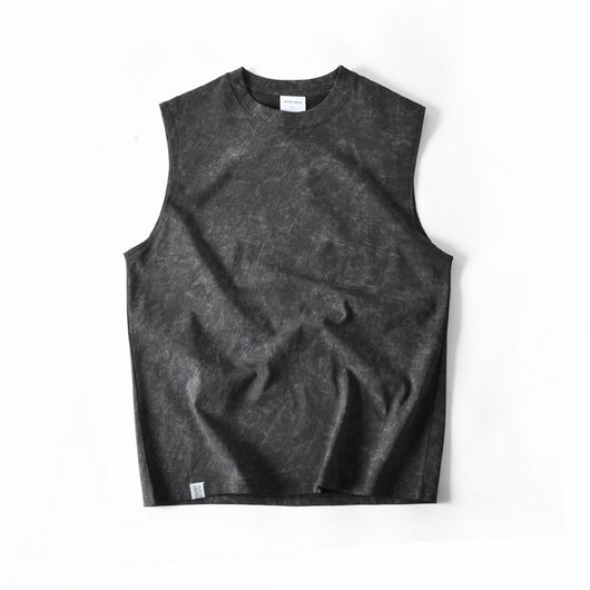 Camiseta Sin Mangas de Algodón Lavado Vintage para Hombre - Image 24