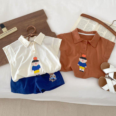 Playera Infantil Estilo Oeste con Rayas y Manga Corta