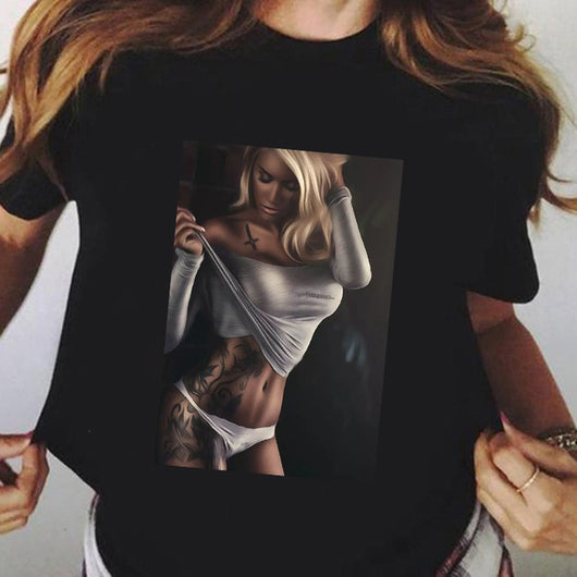 Camiseta Negra Talla Grande para Mujer - Manga Corta Verano - Image 14